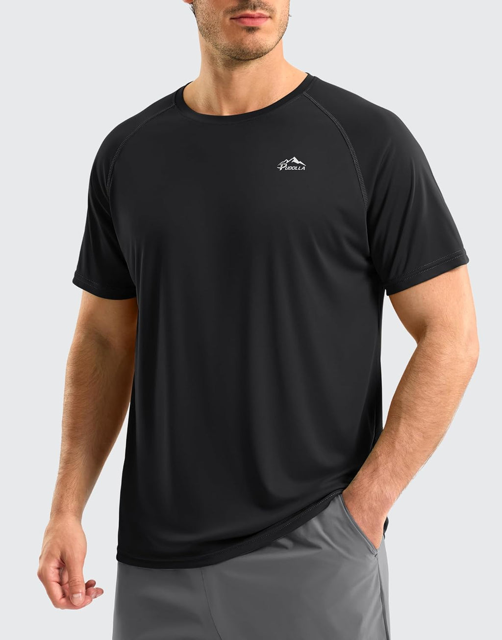 Pudolla Men's Rashguard Swim Shirt - UPF 50+ Sun Protection | Quick-Dry Lightweight Fishing Tee