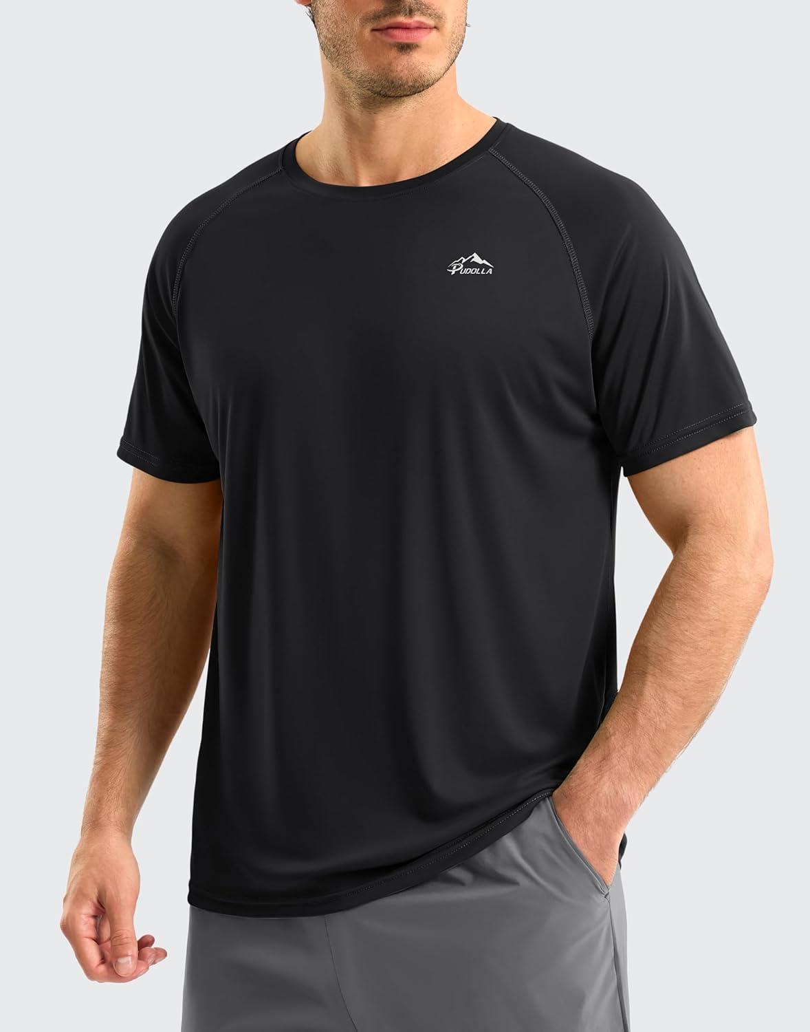 Pudolla Men's Rashguard Swim Shirt - UPF 50+ Sun Protection | Quick-Dry Lightweight Fishing Tee