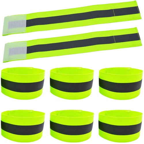 AMNQUERXUS 8PCS High Visibility St Patricks Day Reflective Night Running Gear Walking Elastic Strap Wristbands Ankle Bands Armbands Safety for Cycling Camping, Fits Women, Men (4 Pairs / 8 Bands)