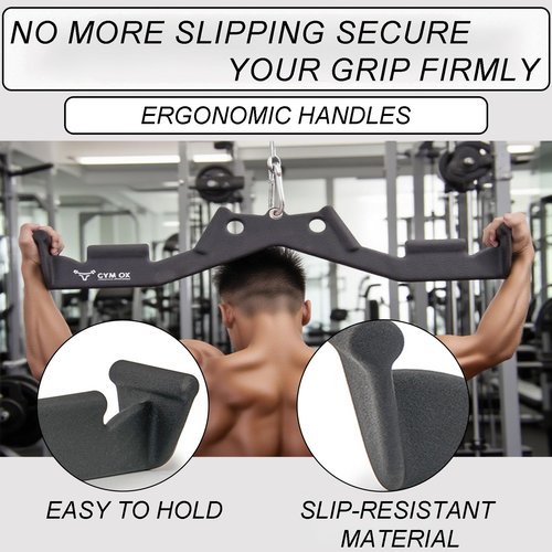 LAT Pull Down Bar, Weight Training Equipment, Gym Cable Machine Attachment (Black)