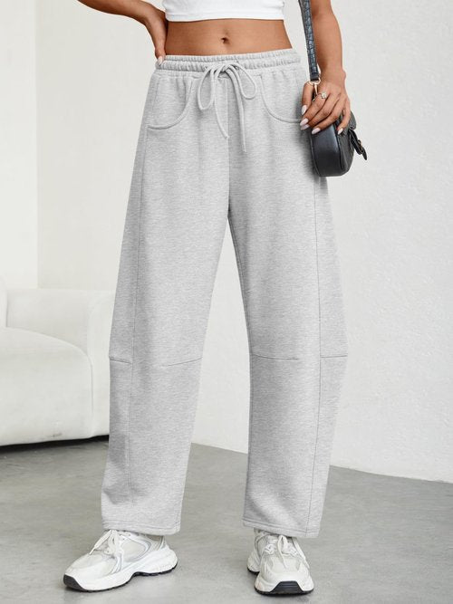 Trendy Queen Barrel Sweatpants Womens Wide Leg Pants Baggy Palazzo Lounge Comfy Flowy Pants Teen Girls Fall Clothes Outfits Grey M