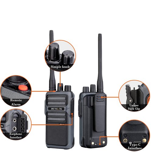 Retevis RB17V MURS Radios, 2 Way Radios Long Range,4400mAh Hunting Walkie Talkies Rechargeable, License Free, Local Alarm,Two Way Radios for Skiing Camping Hiking (4 Pack)