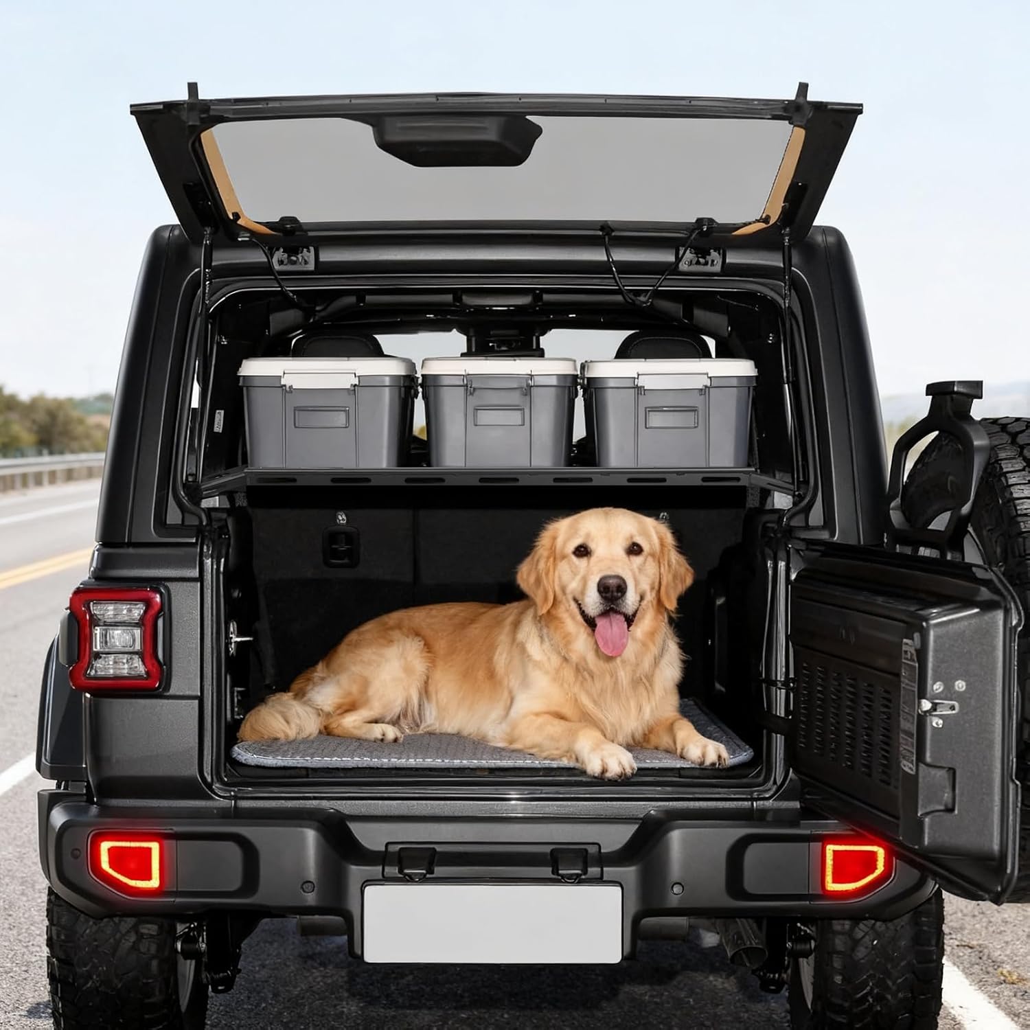 VEVOR Rear Trunk Cargo Rack - 300 lbs Capacity Carbon Steel Tray for 2007-2024 Jeep Wrangler JK 4 Door