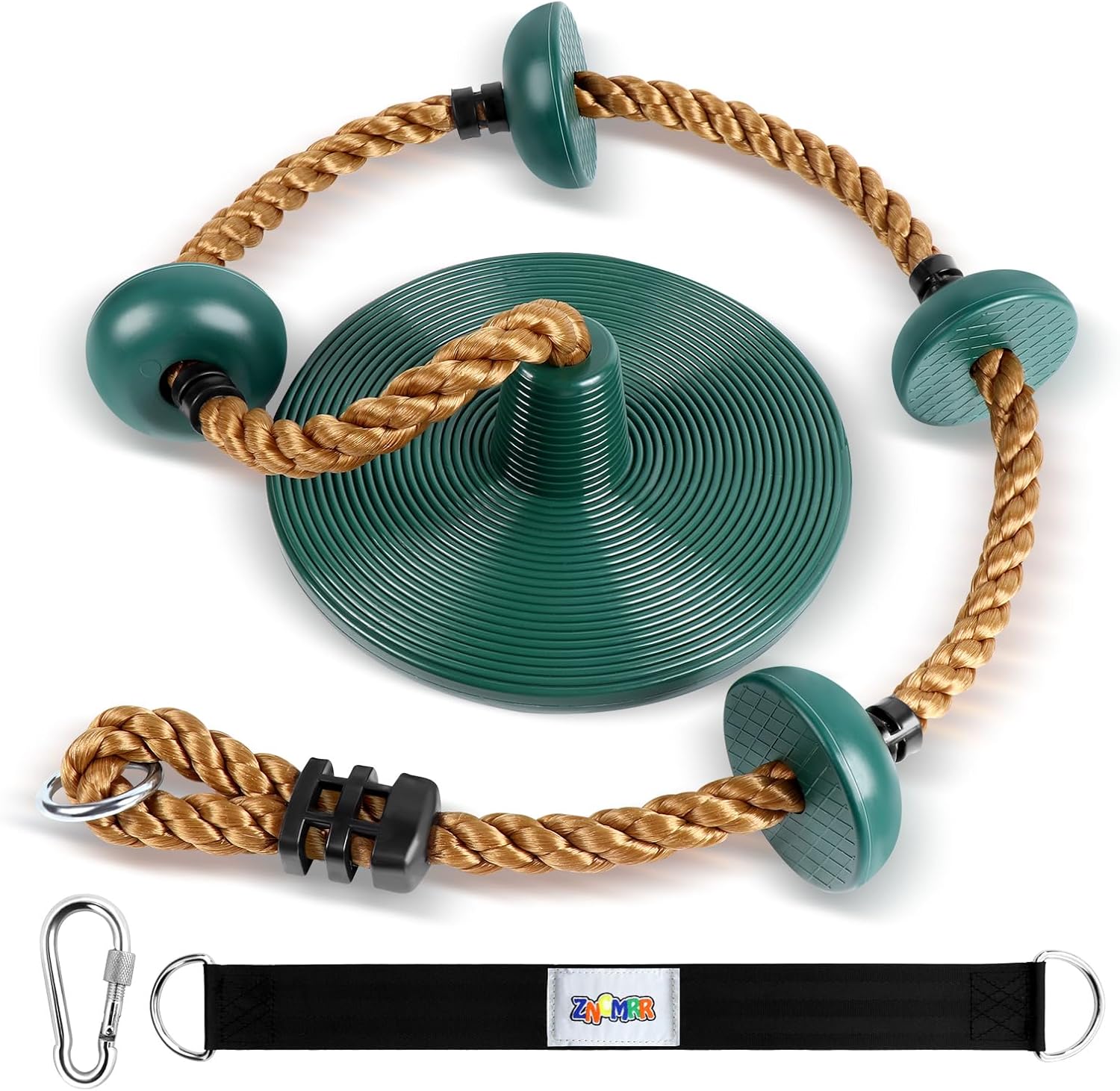 Skiennix Climbing Rope Set - Includes Platforms & Disc Swing Seat | Bonus Hanging Strap & Carabiner for Kids
