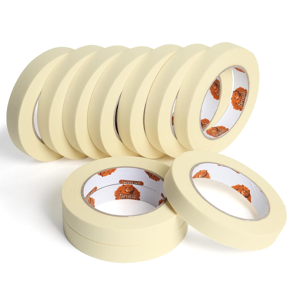 TAPEBEAR General Purpose Masking Tape - 0.7 Inches x 60 Yards | Beige Painters Tape for DIY Projects, 10 Rolls