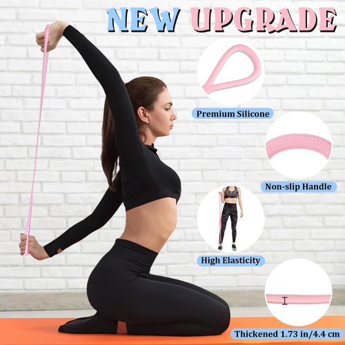 3PCS Figure 8 Resistance Bands for Women Men, Figure 8 Fitness Resistance Band, Resistance Bands with Handles, Exercise Equipment for Yoga, Pilates, Physical Therapy (15 lbs, 25 lbs, 35 lbs)