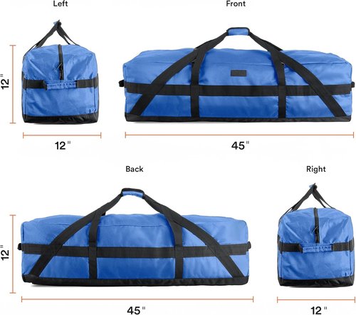 Fitdom 106L Heavy Duty Extra Large Duffle - Durable, Water Resistant, Ideal for Camping & Sports Equipment