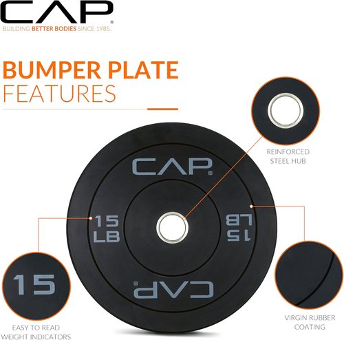 CAP Barbell Rubber Olympic Bumper Plate - Durable Weightlifting Equipment | Multiple Colors Available