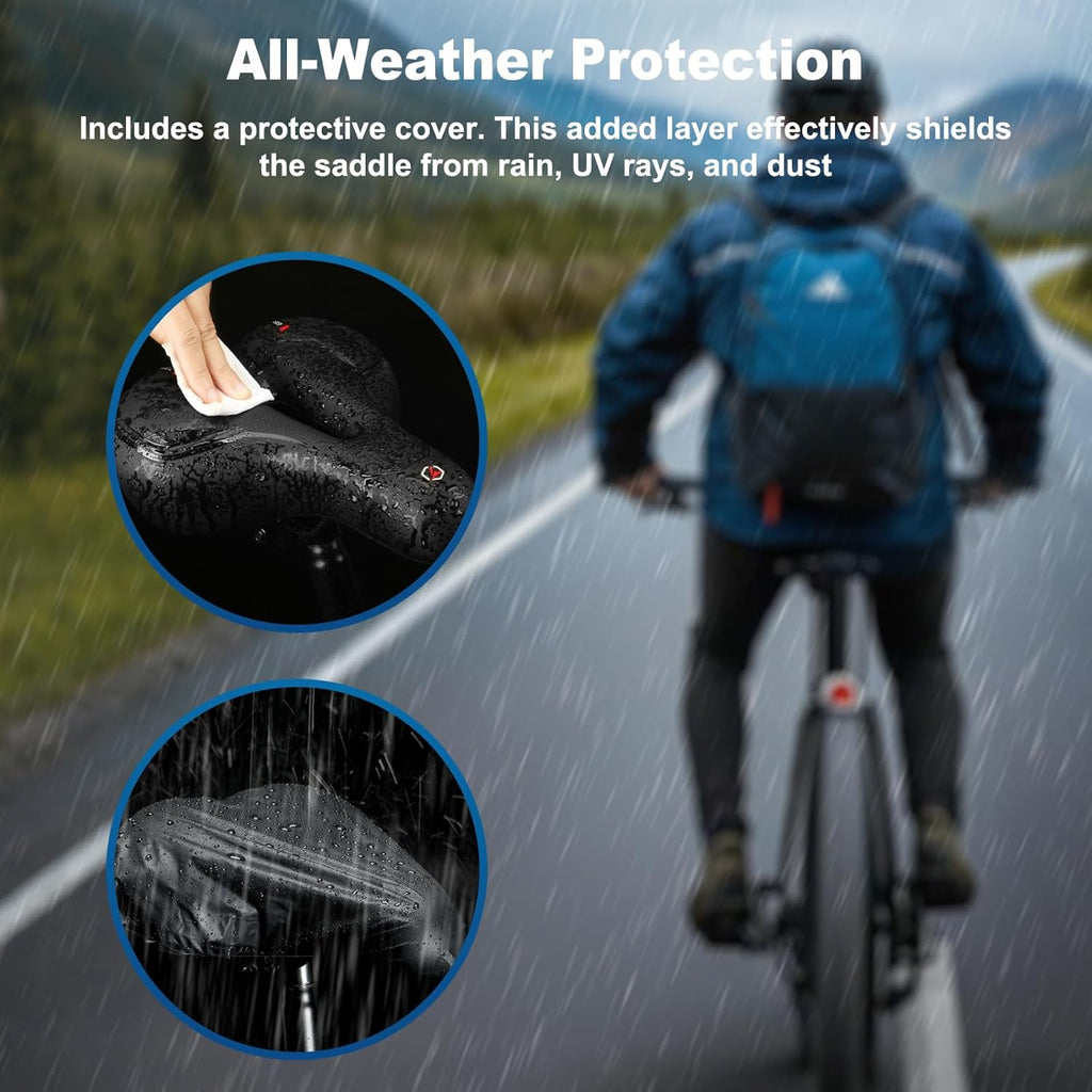 Topcrown Bike Seat - Comfort Wide Bicycle Saddle with Waterproof Design & Memory Foam Cushion | Fits Mountain, Road & Exercise Bikes