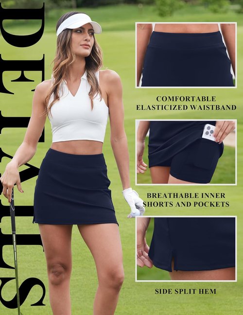 DLOODA Women's Tennis Skort - High Waisted Athletic Skirt with Pocket | Mini Golf Skirt for Summer Workouts
