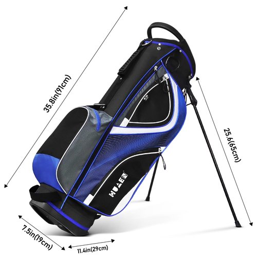 Golf Stand Bag - 14-Way Divider, 5 Pockets Golf Club Bags, Ergonomic Straps, Waterproof Nylon Material, Ideal for All Golfers (Red)