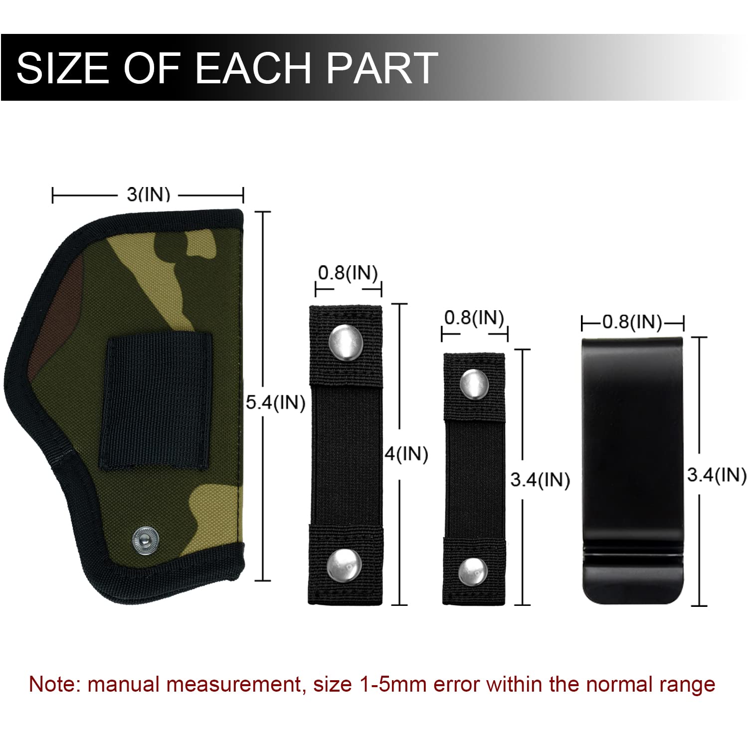 Universal Gun Holsters for Men Women, IWB/OWB 9mm Holsters for Pistols Right Left, 380 Gun Holster, Concealed Carry Holster Fits S&W M&P Shield Glock 17 19 26 27 42 43 Revolver, Similar Handguns