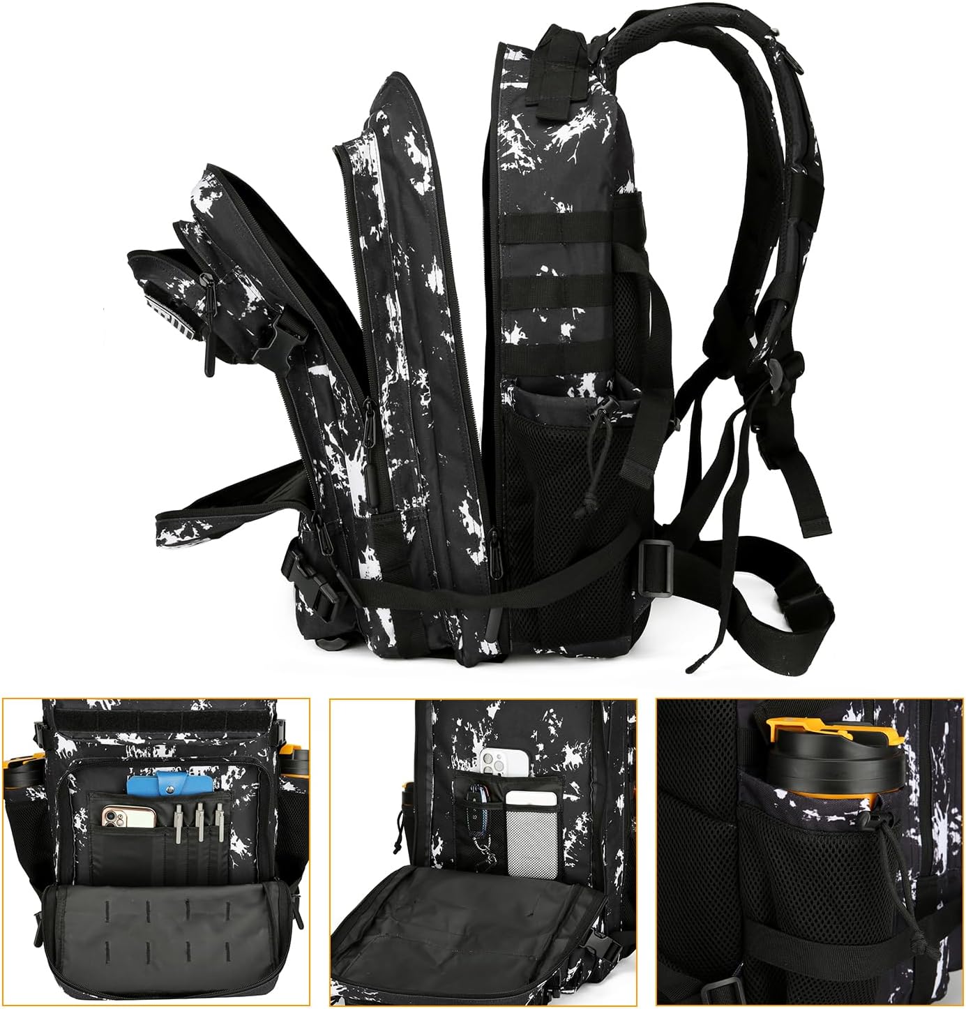 Skiennix 25L Tactical Backpack - Military-Grade Molle Design for Men & Women | Black Lightning Color