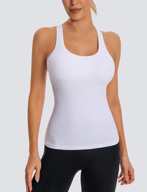 MathCat Workout Tank Tops - Women's Sleeveless Yoga Top with Built-In Bra | Seamless Racerback Design