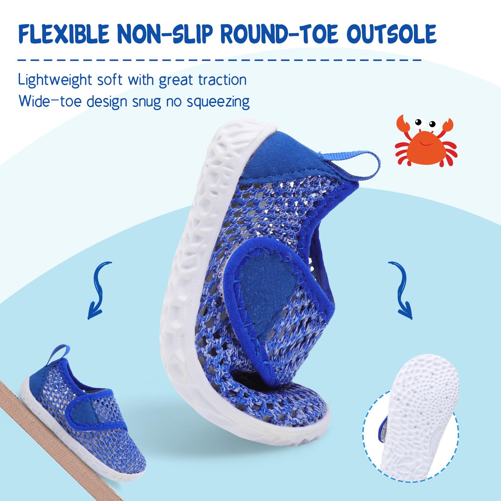 LeIsfIt Toddler Water Shoes Girls Boys Swim Shoes Kids Quick-Dry Breathable Aqua Socks Lightweight Non-Slip Barefoot Beach Shoe, Dark Blue, 9 Toddler
