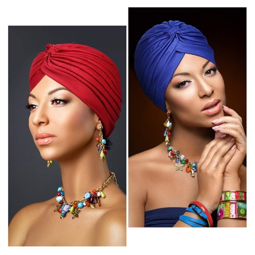 SATINIOR 16 Pieces Stretch Turbans Chemo Head Wraps Polyester Head Beanie Cover para Mujer Turbantes for Women(Bright Color)