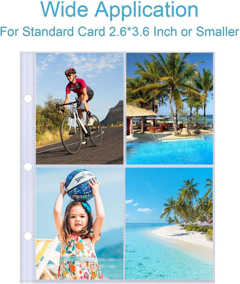 Skiennix Card Sleeves - 50PCS Trading Card Binder Sheets with 4 Pockets for Sports & Game Cards | Clear
