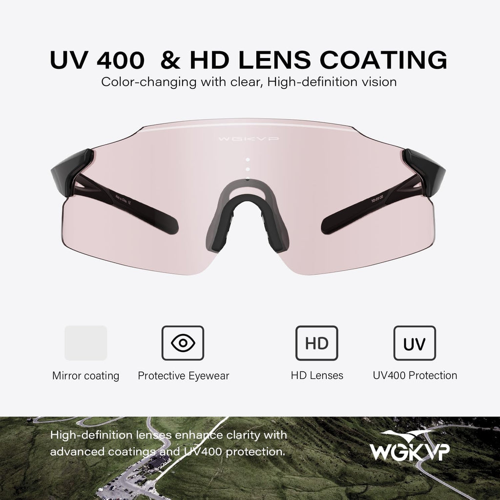 Skiennix Photochromic Running Glasses - UV400 Protection | Lightweight Wraparound Design for Men & Women