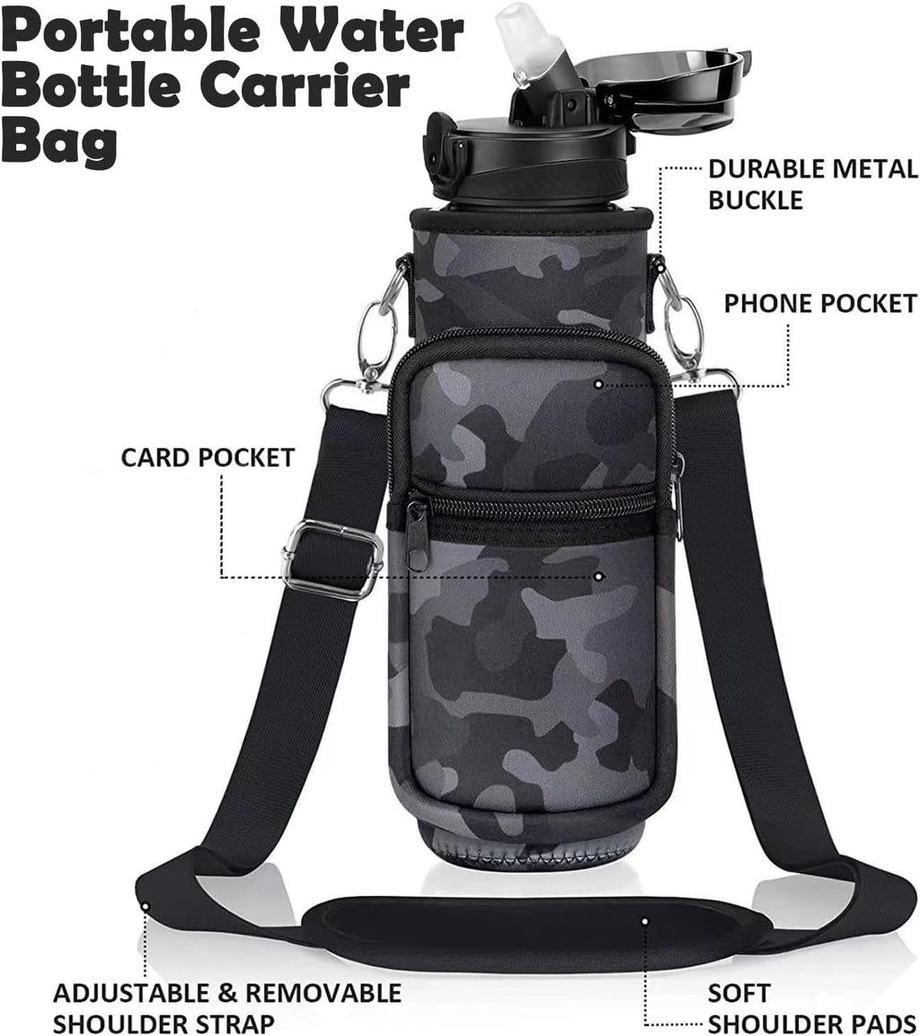 Skiennix Water Bottle Holder - Versatile 2-Pocket Crossbody Sling Bag for Hiking & Travel