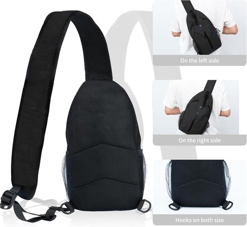 Monoki Sling Bag | Versatile Crossbody Backpack for Hiking - Adjustable Strap, Water Bottle Pocket, Black