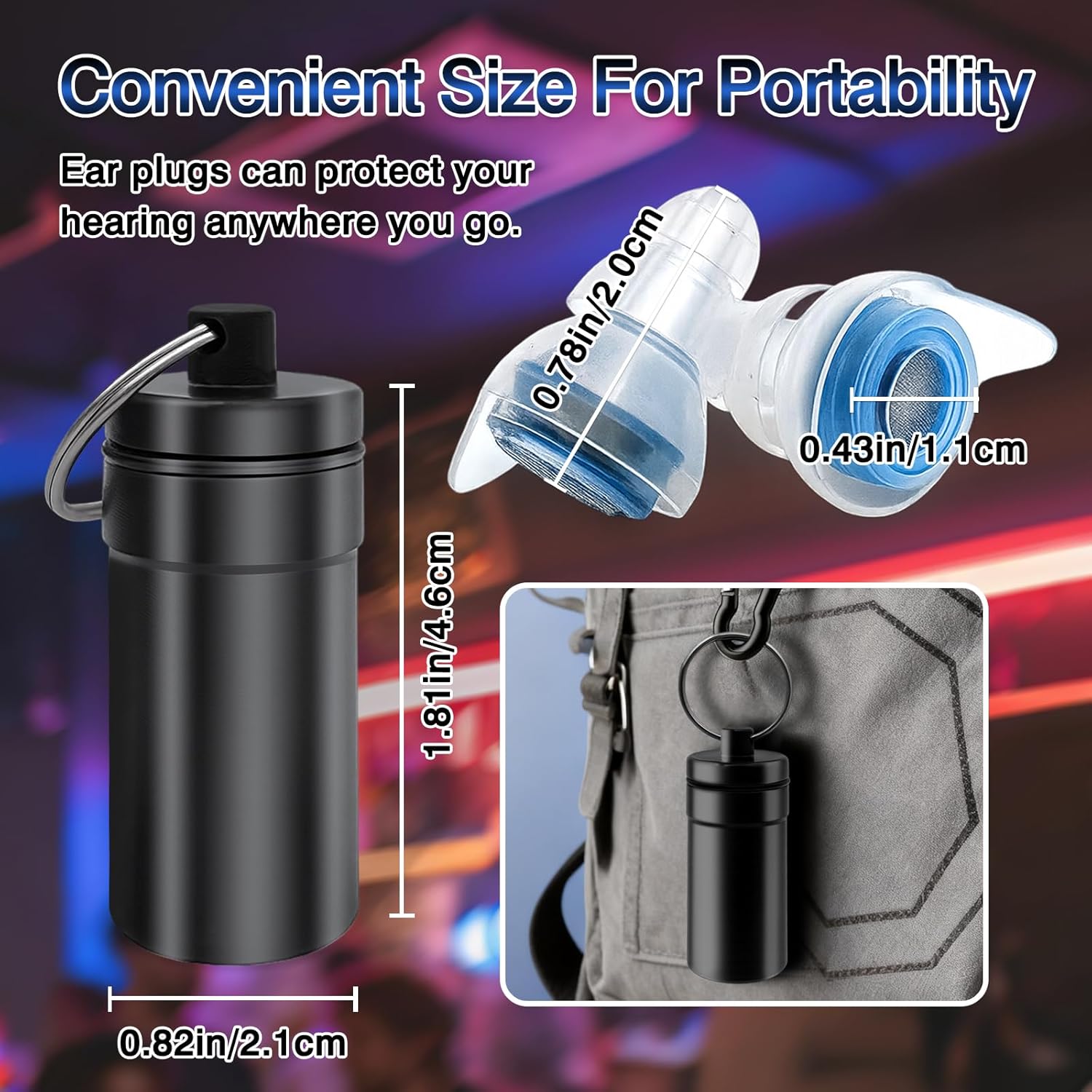Skiennix Concert Ear Plugs - Reusable High-Fidelity Musician Earplugs with 20dB Noise Reduction & Carry Case