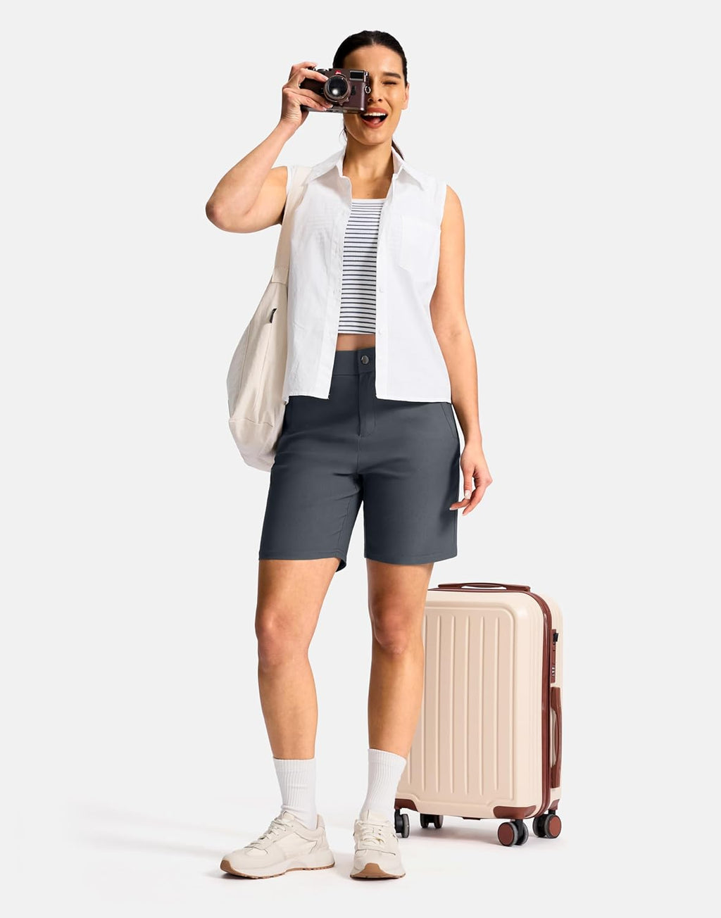 SANTINY Women's Hiking Golf Shorts - Quick Dry Stretch Fabric with 3 Pockets | 5"/7" Sizes Available