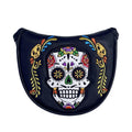 Golf Mallet Putter Cover with Magnetic Closure, Mallet Putter Headcover PU Leather - New Golf Club Covers Mallet Headcover, Skull Style Golf Gifts for Men (Black)