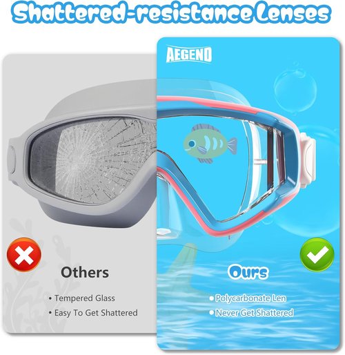 Aegend Snorkel Mask - Panoramic Anti-Leak & Anti-Fog Design for Adults, Youth & Kids | Includes Mesh Bag
