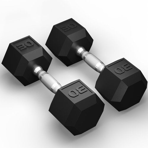 GRETERST Dumbbells Set Rubber Coated Hex Hand Weights Exercise & Fitness for Home Gym Workouts Strength Training Equipment, Black, 30LB