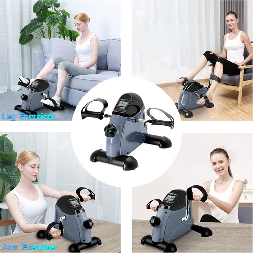 Himaly Mini Exercise Bike - Portable Under Desk Pedal Exerciser with LCD Screen for Arm & Leg Workouts
