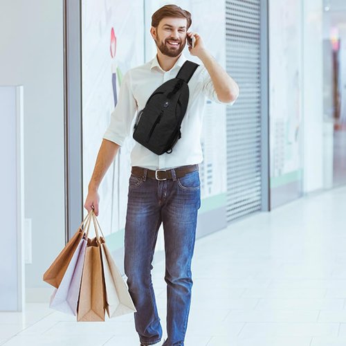 Monoki Sling Bag | Versatile Crossbody Backpack for Hiking - Adjustable Strap, Water Bottle Pocket, Black