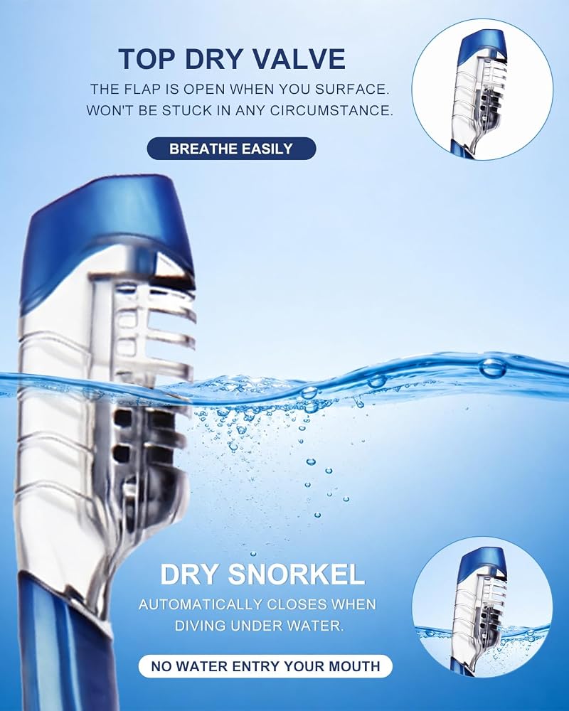 Dry-Valve Snorkel Mask Set for Adults - Black Variation