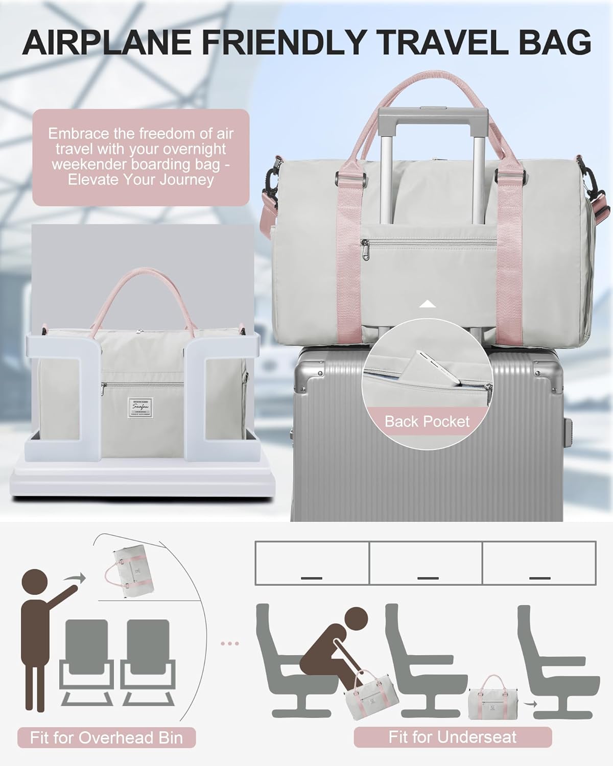 Skiennix Women's Gym Bag - Stylish Travel Duffel Tote for Weekend Adventures | Versatile & Spacious