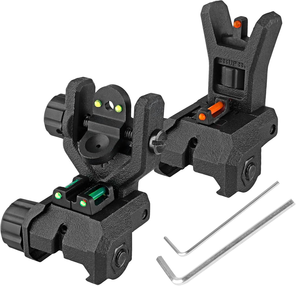 ZBULAR Fiber Optic Sights - Flip Up Front & Rear Backup Sights with Green & Red Dots