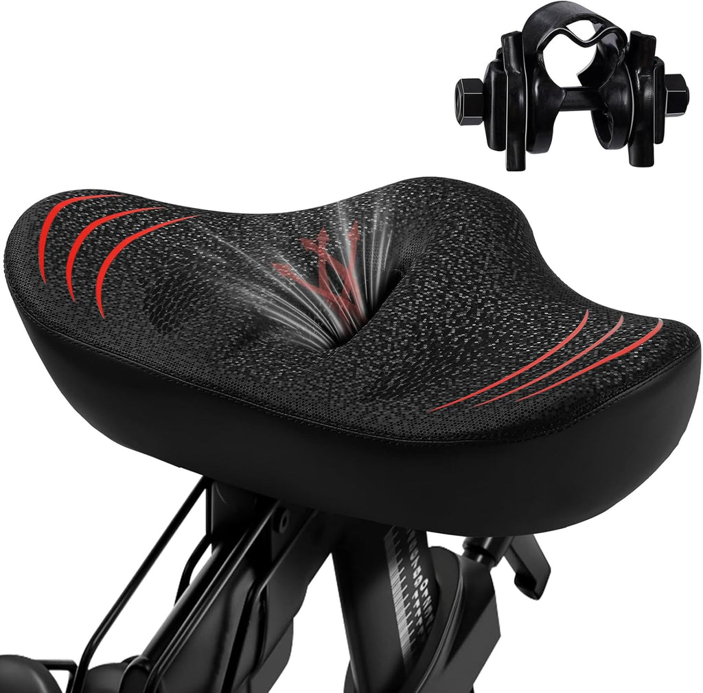 Skiennix Oversize Bike Seat - Extra Wide Noseless Cushion for Ultimate Comfort | Waterproof Memory Foam Fit for Peloton, Exercise & City Bikes
