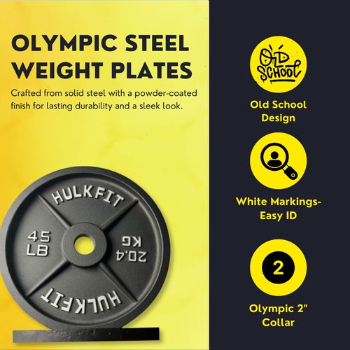 HulkFit 2-inch Olympic Steel Plate, 5lb Pair