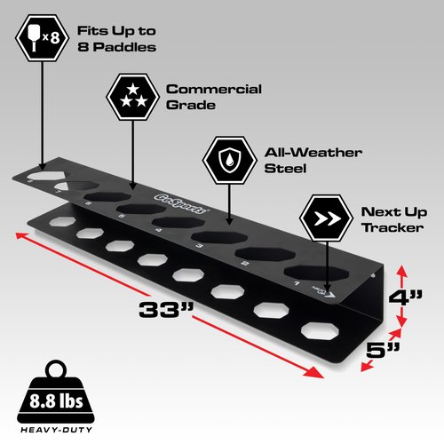 GoSports Pickleball Paddle Holder Rack - Fits 8 Pickleball Paddles - Fence Mount, Commercial Grade with Next Up Player Tracker
