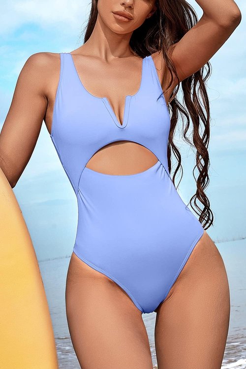 Meyeeka Women's One Piece Swimsuit - Tummy Control V Neck Monokini in High Cut Design