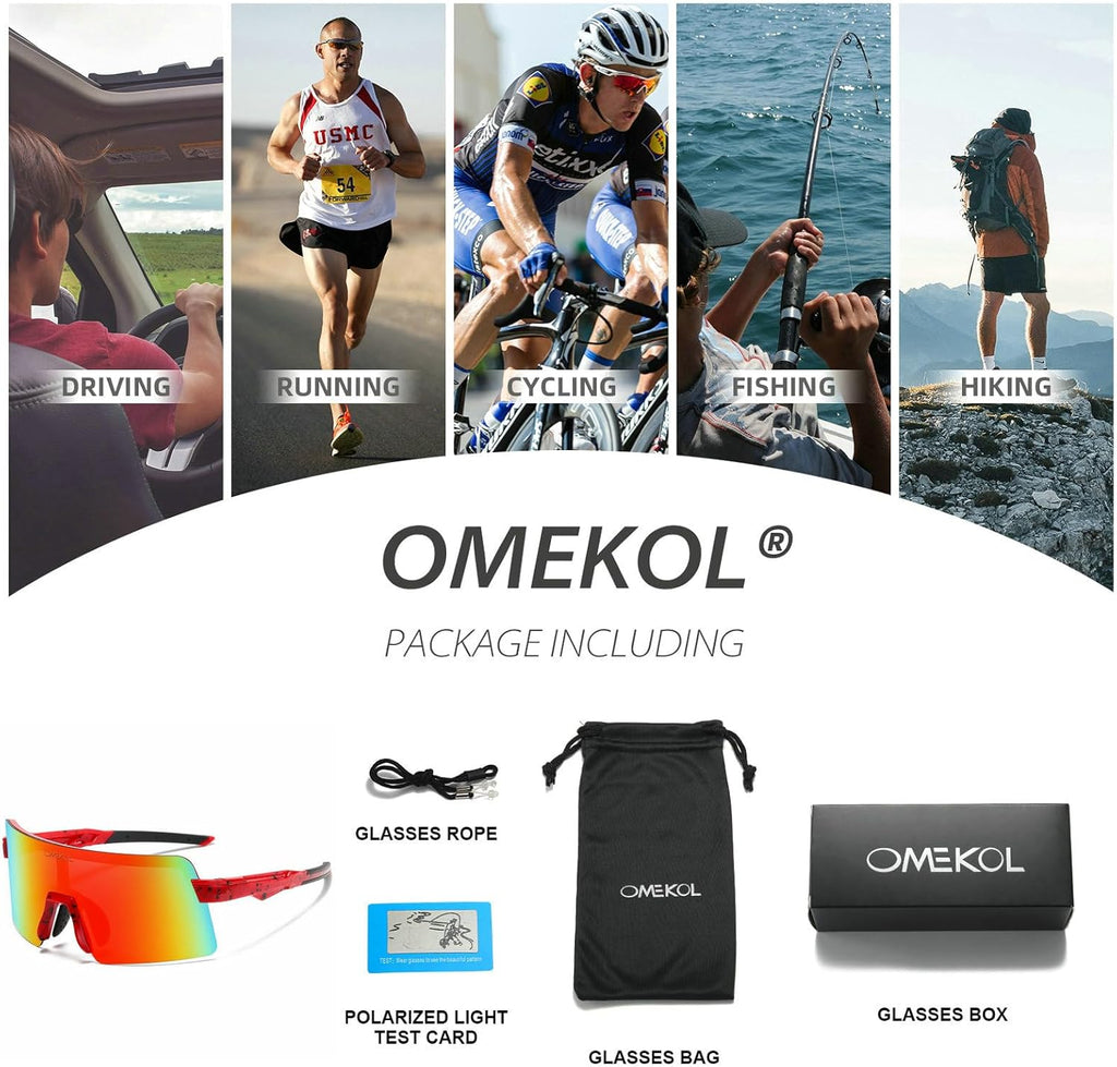 OMEKOL Polarized Sunglasses - UV400 Protection for Men & Women | Outdoor Sports & Baseball Glasses