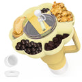 Alwenid Snack Tray Ring for Stanley 40oz Tumbler with Handle, Silicone Reusable Snack Bowl Holder Accessories for Stanley Cup, Plus Bottom Boot, Straw Cover Stopper Set (Cream)