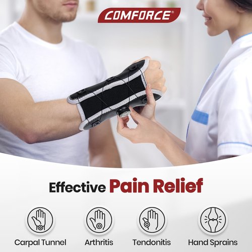 COMFORCE Adjustable Knob Wrist Brace - Stabilizes & Supports for Carpal Tunnel, Arthritis, Tendonitis, Sprains & Pain Night Support Fits Left/Right Hand (5.5-9.5")