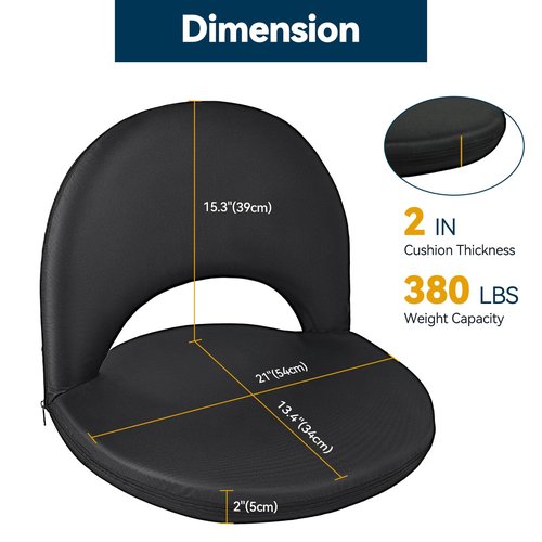 VSTKEN Floor Chair - Reclining Stadium Seats with Back Support, 6 Position Adjustable - Portable Beach Chair, Recreation Recliner for Outdoor Camping Picnic
