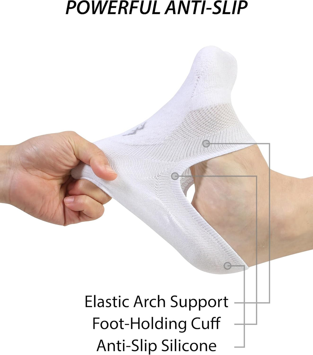 Pro Mountain No Show Socks - Wide Toe Box for Bunion Relief | Unisex Cotton Cushion Footies, Size S-XL