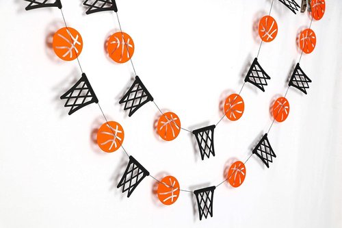 Basketball Hoop Garland Decorations - Sports-Themed Banner for Game Day Parties & Celebrations