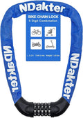 NDakter Bike Lock, 5 Digit Combination Heavy Duty Anti Theft Bicycle Chain Lock, 2.62/3.2/4.27/5/6Ft Long, High Security Resettable, Suitable for Bike, Scooter, Door, Gate, Fence-4/6mm Thick