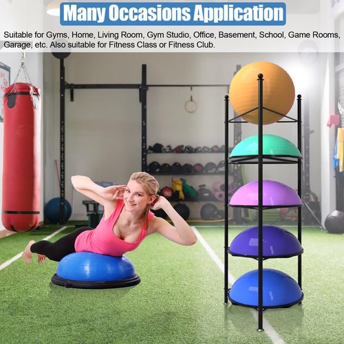 5 Tier Balance Trainer Stand, Floor Standing Exercise Ball Holder, Sturdy Half Ball Rack for Home Gym Studios