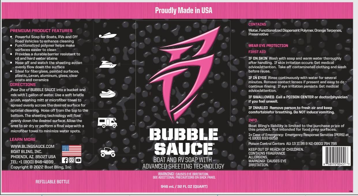 Bubble Sauce Advanced Sheeting Boat & RV Soap - Ideal for Fiberglass, Painted Surfaces & More | 32 oz.