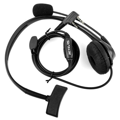 Retevis Overhead Walkie Talkie Headset with Boom Mic, 2 Pin, for RT22 RT68 RT21 H-777 RT86 RT19 RB26 RB45, Compatible with Kenwood Arcshell Walkie-Talkie, Two Way Radio Headset(5 Pack)