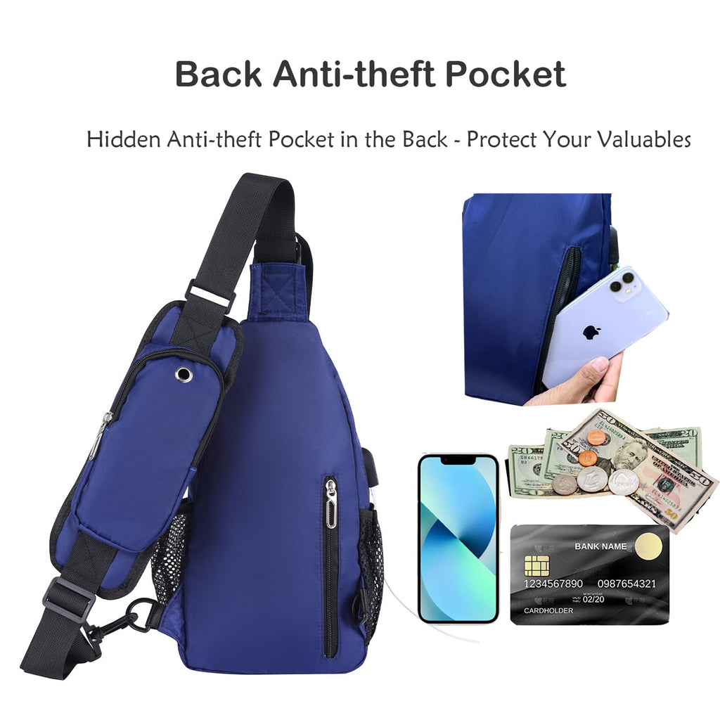 JENAGREEN Waterproof Sling Backpack Crossbody Sling Bag, Cross Bag Adjustable Travel Hiking Essentials Casual Daypack Multipurpose Chest Bag Purse for Women Men