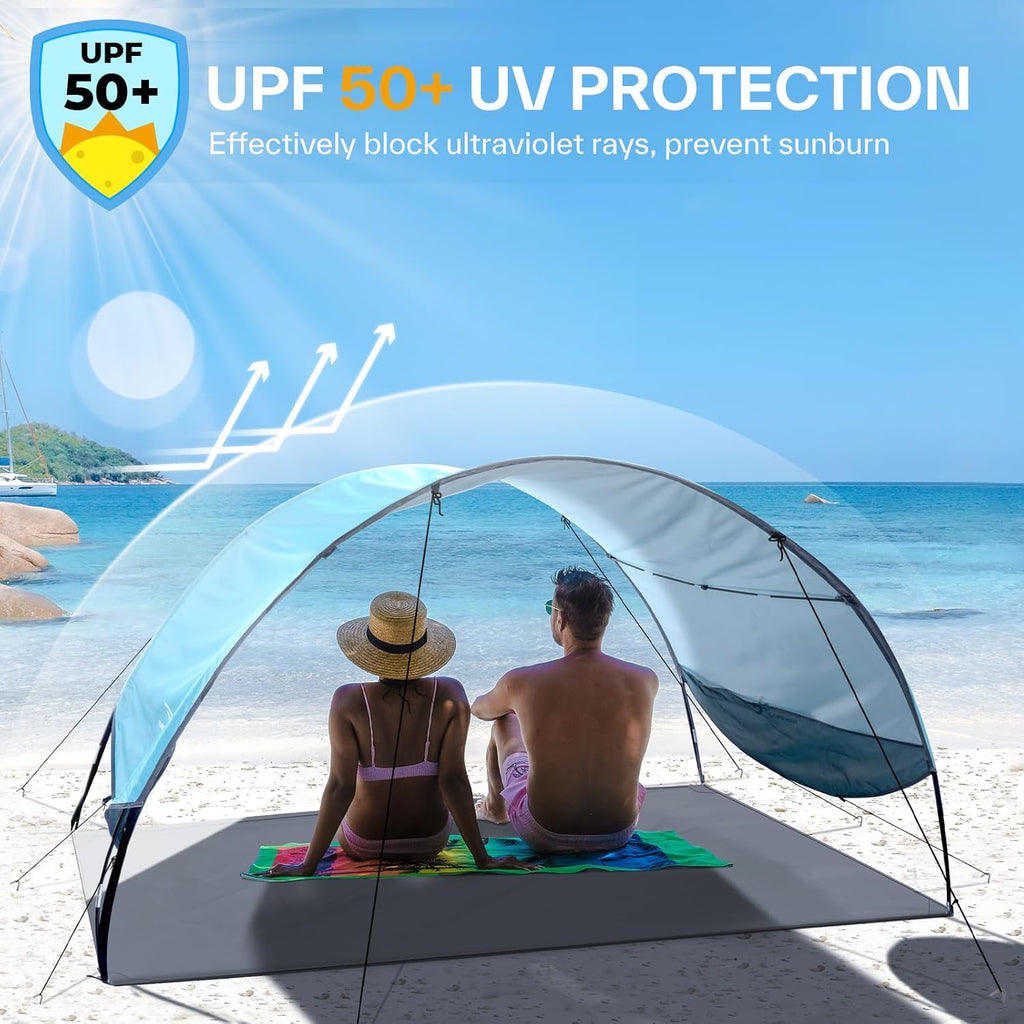 Sportneer Beach Tent | UPF 50+ UV Protection Canopy for 2-3 People | Easy Setup with Wind Ropes & Stakes | 96.5''x55.7''